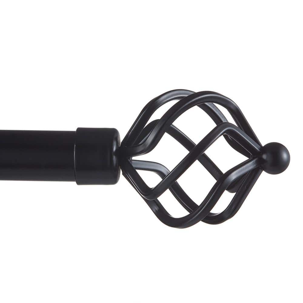 Matte Black Adjustable Iron Curtain Rod with Twisted Finials