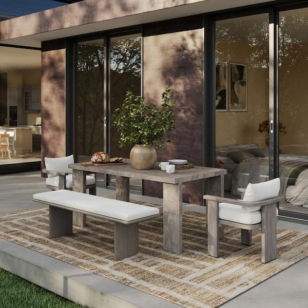 Auralisse Modern Woven Abstract Washable Beige 5 ft. x 8 ft. Outdoor Area Rug