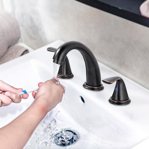 3-Holes 8 in. Widespread Double Handle Bathroom Faucet in Oil Rubbed Bronze