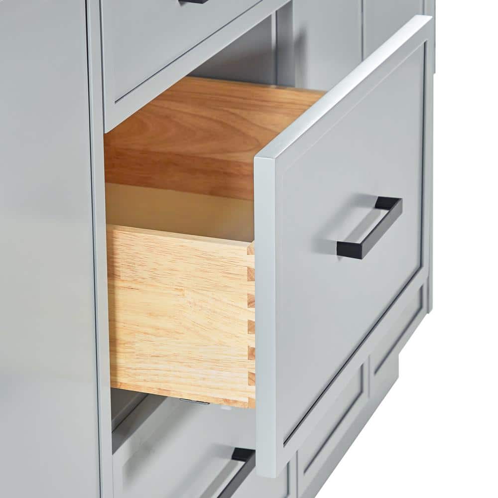 Kelly 60-inch Light Gray Wood Double Freestanding Vanity Cabinet