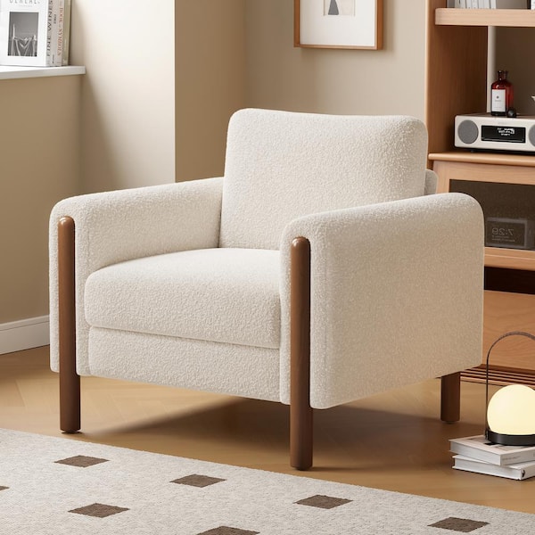 CHRISTOPHER KNIGHT HOME Modern Indoor Cream Teddy Fabric Upholstered Club Armchair