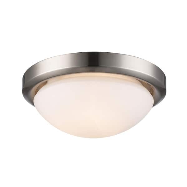 Bel Air Lighting Bliss 15 in. 3-Light Brushed Nickel Flush Mount Ceiling Light Fixture with Frosted Glass Shade
