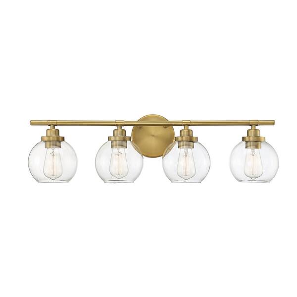 Filament Design Warm Brass Vanity Light with Clear Shades