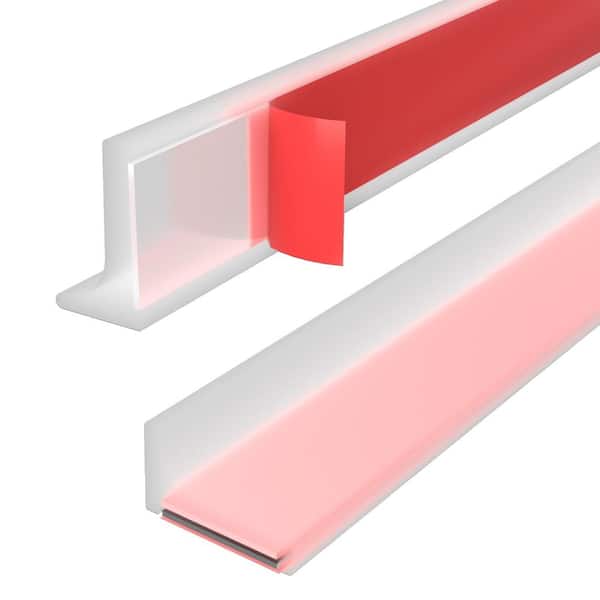 98 in. Transparent Silicone Shower Threshold Water Dam Guard with Self-Adhesive Leak-Proof Barrier
