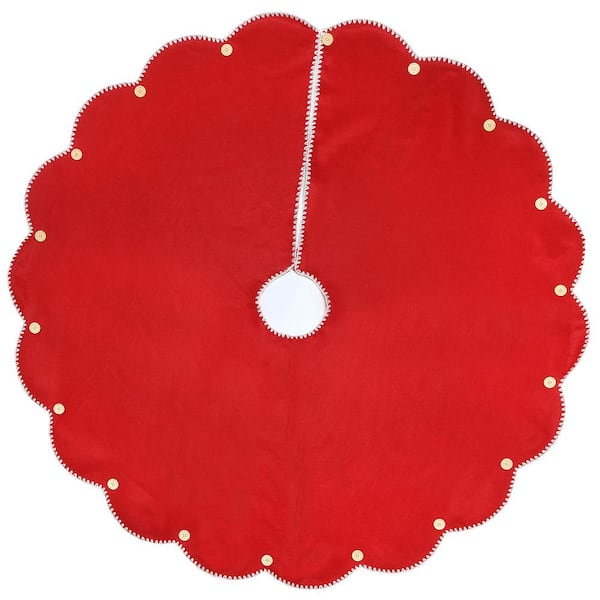 National Tree Company 52 " General Store Collection Scalloped Red Christmas Tree Skirt