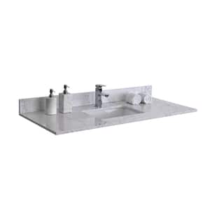 49 in. W x 22 in. D Engineered Stone Composite Vanity Top in White with White Rectangular Single Sink and Backsplash