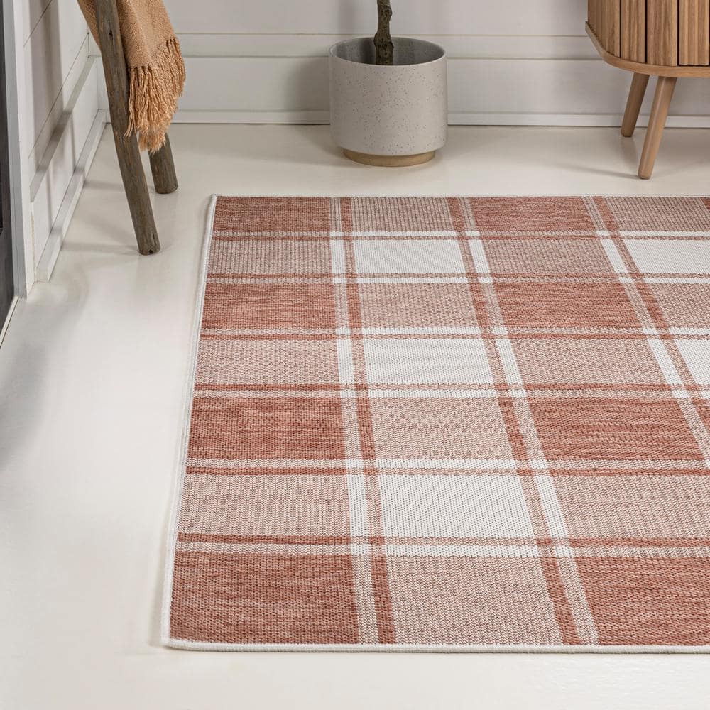 Sabine Salmon and Cream Synthetic 3 x 5 Rectangular Area Rug