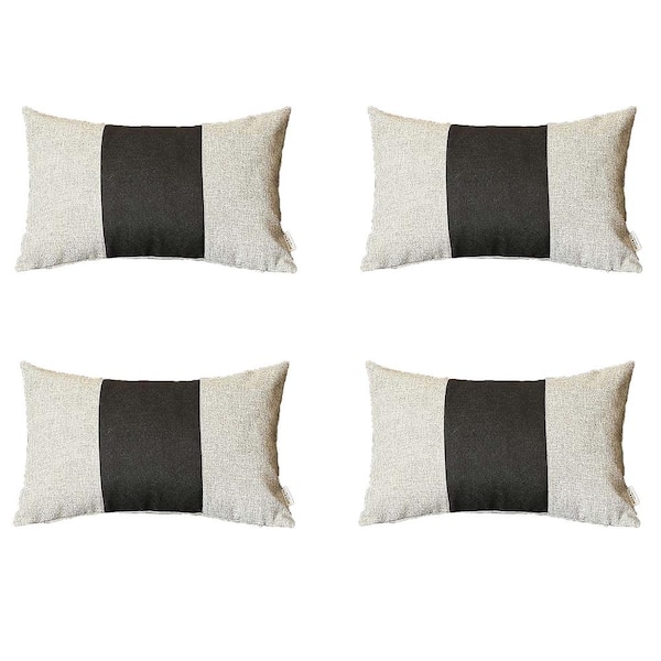 MIKE & Co. NEW YORK Bohemian Jacquard Gray and Black 12 in. x 20 in. Lumbar Solid Throw Pillow Set of 4
