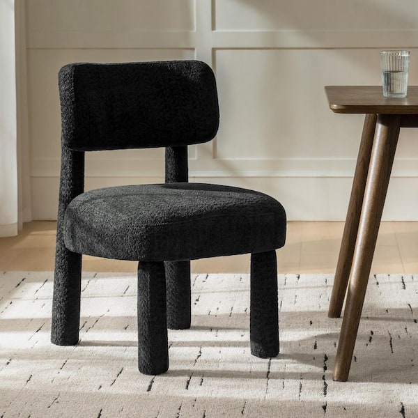 Jennifer Black Polyester Dining Chair with Solid Wood Leg