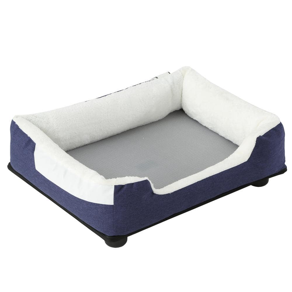 Medium Blue Faux-Fur Electronic Heating and Cooling Pet Bed