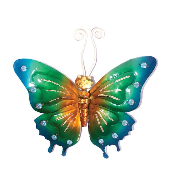 D-ART COLLECTION INC D-Art Iron Butterfly Wall Decor Green Medium