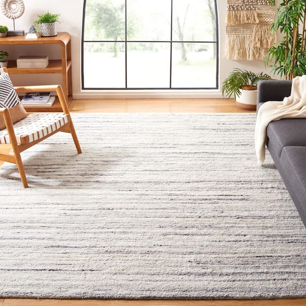 Casablanca 9 ft. x 12 ft. Gray/Ivory Striped Marle Area Rug