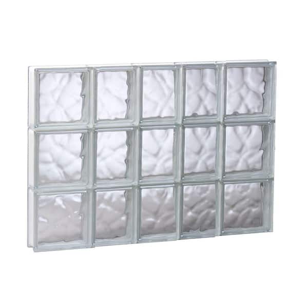 Clearly Secure 32.75 in. x 23.25 in. x 3.125 in. Frameless Wave Pattern Non-Vented Glass Block Window