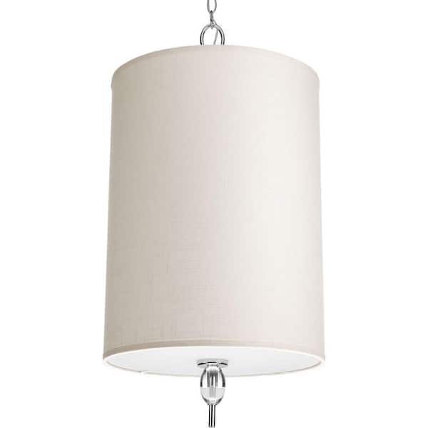 Progress Lighting Status Collection 4-Light Polished Chrome Foyer Pendant with White Linen Shade