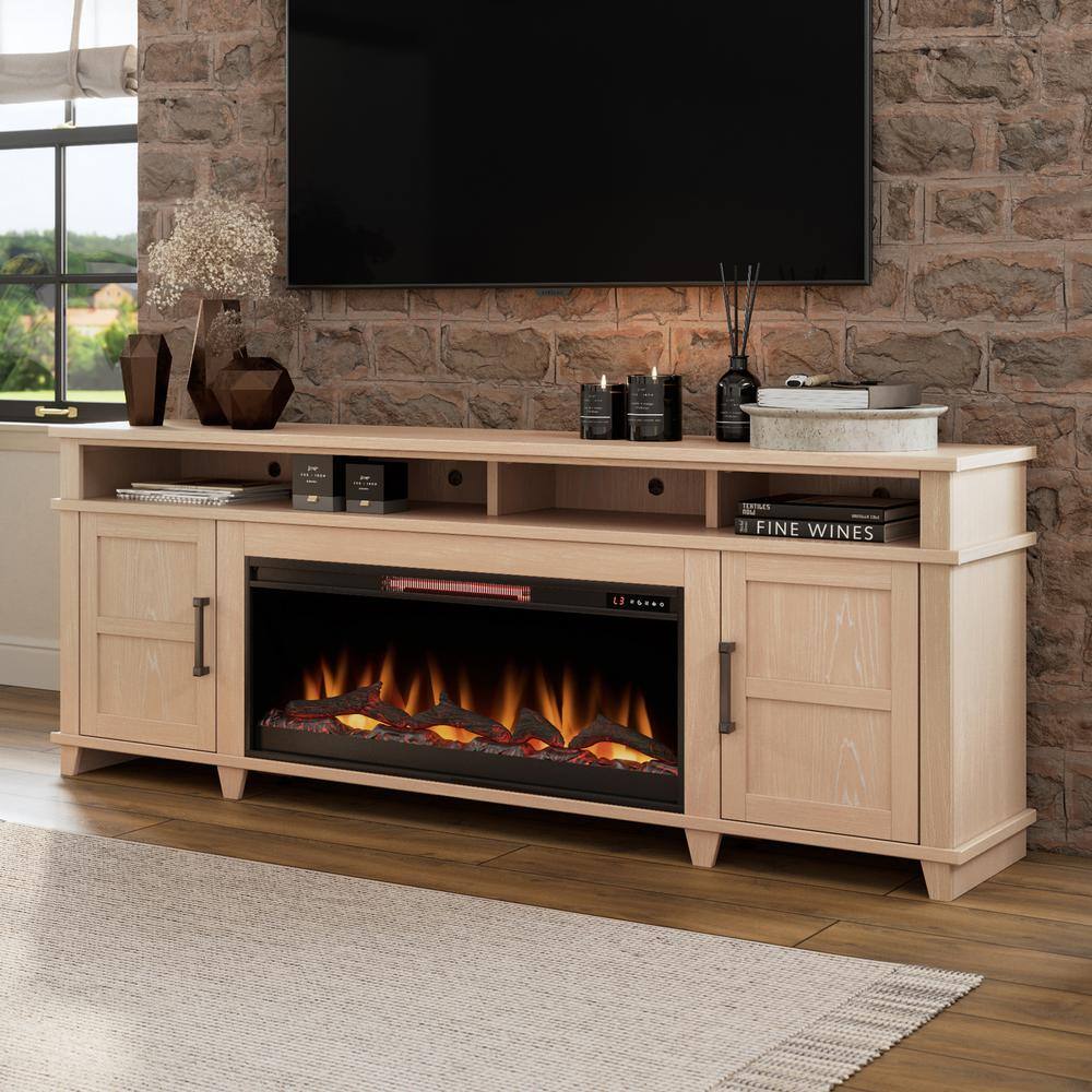 Bridgevine Home Bridgevine Home 86 in. No Assembly Required Fruitwood Finish Solid Wood TV Stand