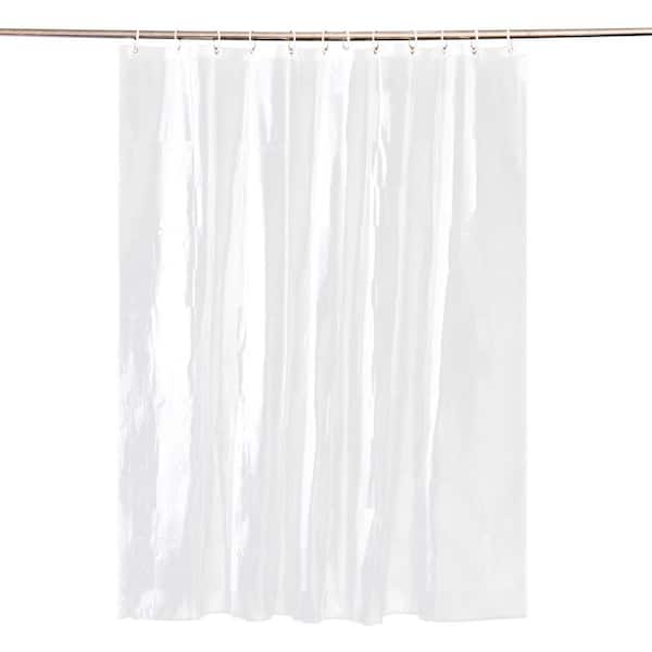 RAY STAR 68 in. x 72 in. PCV Vinyl Waterproof Shower Curtain in Clear Liner with 12-Shower Hook Exclusively for Student Apartment