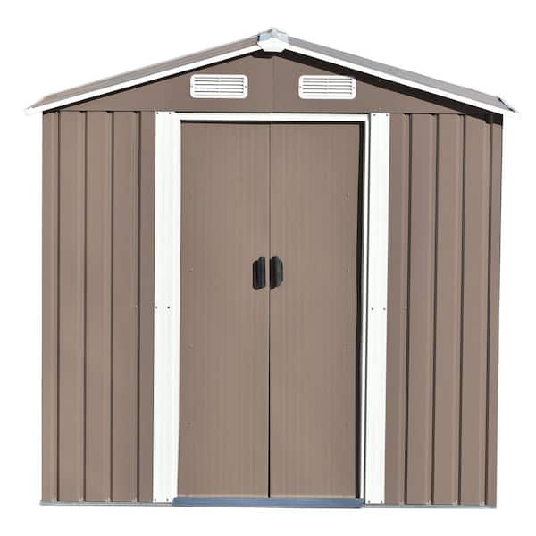 Boosicavelly 6 ft. x 4 ft. Metal Storage Shed 23.4 sq. ft. in Brown with Adjustable Shelf and Lockable Door and Vents