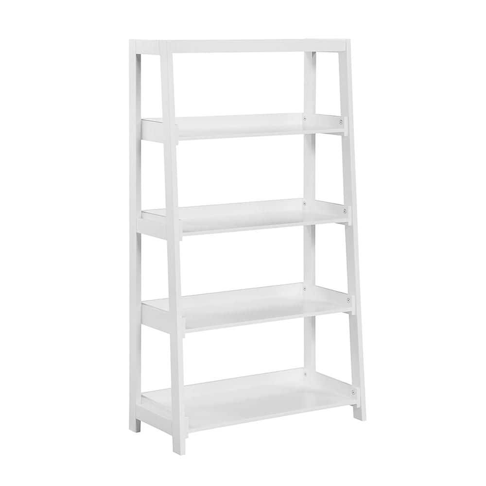 Lazzara Eliza 54 in. Tall White Wood 4 Fixed Shelves Bookcase