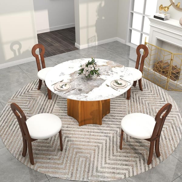 Magic Home (Set of 4) Modern Lambswool Sitting Cushion Dining Chair Desk Chair Furniture in Walnut