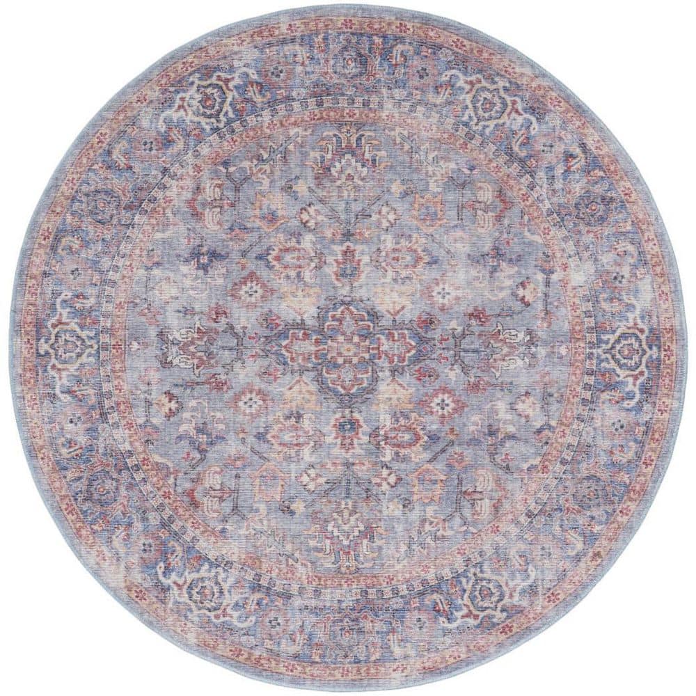 8' Round Blue Floral WashableArea RugRunner Rug price history on PriceWatchPro