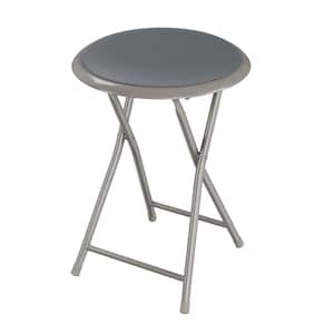 18 in. Gray Backless Steel Frame Folding Bar Stool with Padded Seat