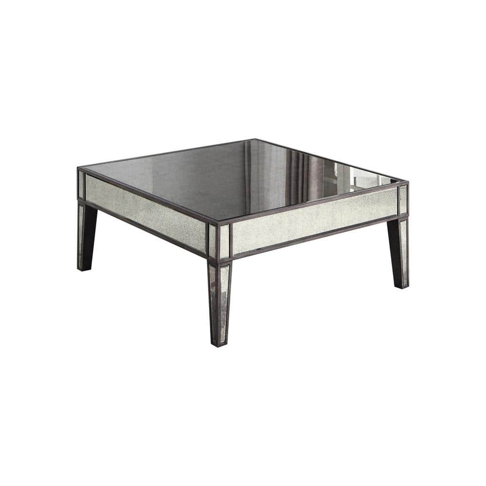 Corey Smoked Mirror Square 40 in. Coffee Table, Grey Brown T1920GBC