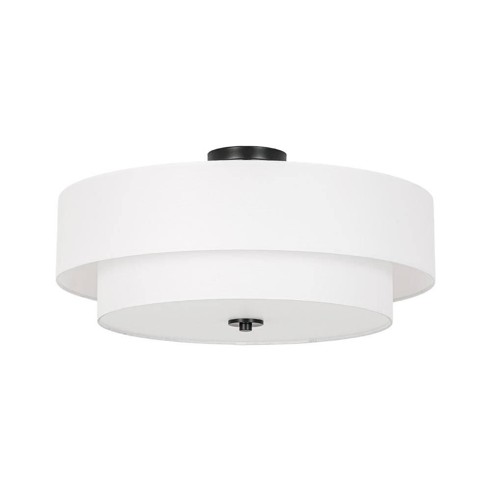 Haven 4-Light 22 in.W Matte Black Modern Semi-Flush Mount Drum Ceiling Light with Fabric Cover and Acrylic for Hallway price history on PriceWatchPro