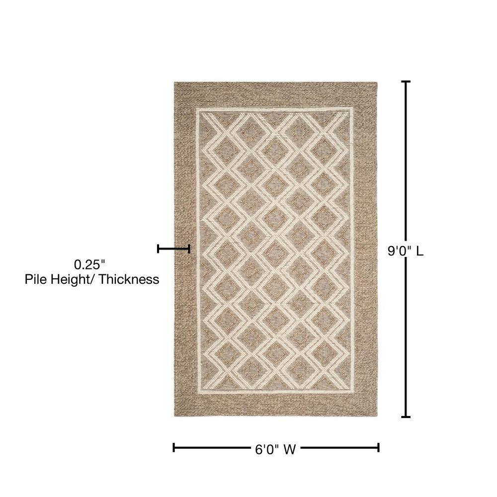 Ivory and Beige Hand-Knotted Wool 6' x 9' Area Rug