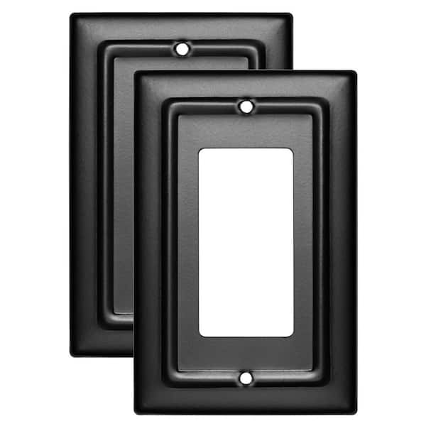 Architectural 1-Gang Black Decorator/Rocker Metal Wall Plate (2-Pack)