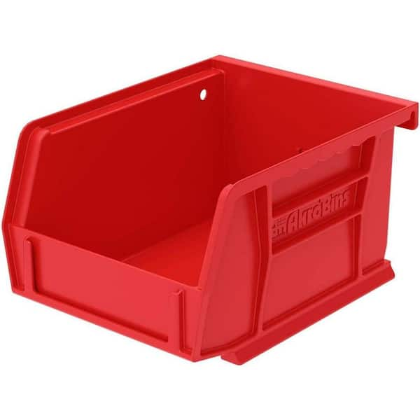 30210 Series, 4 1/8 in. W x 5 3/8 in. D x 3 in. H, Red Plastic Stackable Storage Bins Hanging Organizer, 24-Pack