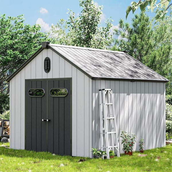 ELPOSUN Outdoor 8 ft. W x 10 ft. D Black and White Resin