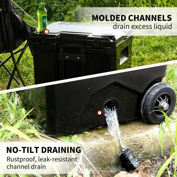 45 qt. Food & Beverage Chest Cooler, Insulated Ice Box With Wheels