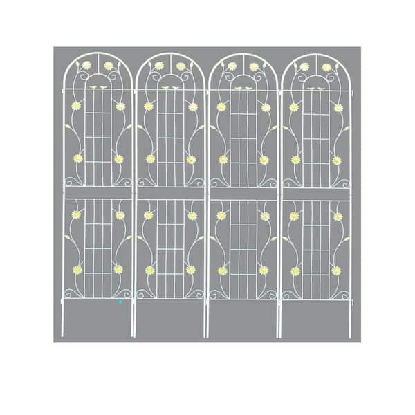 86.7 in. Outdoor Metal Garden Trellis Rustproof Climbing Plants Support in White (4 Packs)