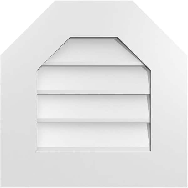 Ekena Millwork 18 in. x 18 in. Octagonal Top Surface Mount PVC Gable Vent: Decorative with Standard Frame