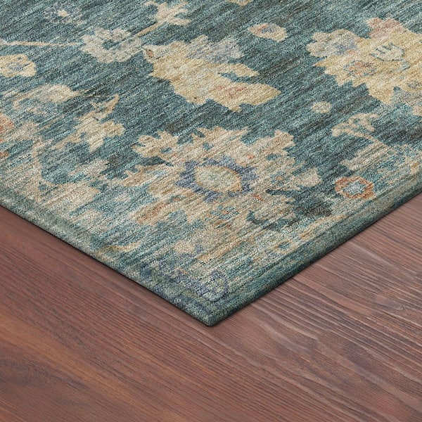 Chantille Machine Washable Indoor/Outdoor Abstract ACN2355 Teal 2 ft. x 7 ft. Runner Rug