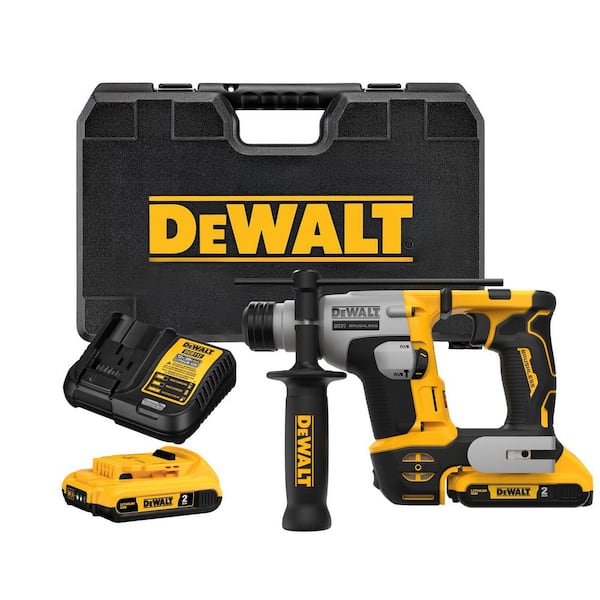 DEWALT 20V Max Lithium-Ion Brushless Cordless 5/8 in. SDS PLUS Rotary Hammer Kit with Two 2.0Ah Batteries and Charger