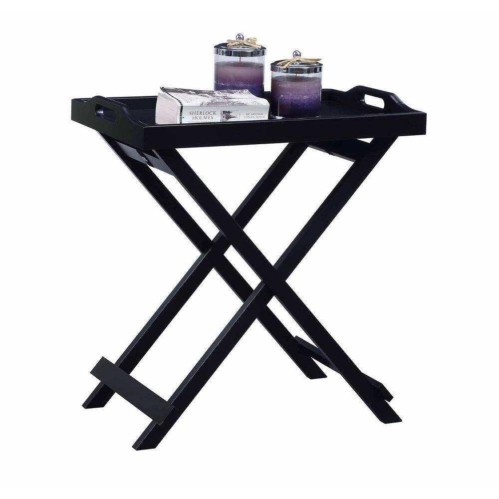Designs2Go Sleek Black Folding Tray Table with Easy-Fold Legs