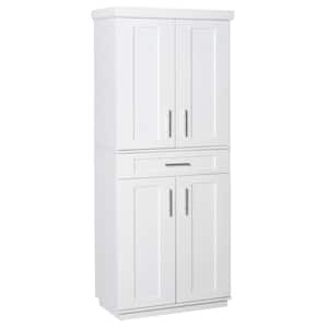 Modern Kitchen Pantry Freestanding Cabinet Cupboard with Doors and Shelves, Adjustable Shelving, White