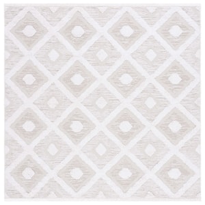 Augustine Beige/Ivory 6 ft. x 6 ft. Striped Geometric Square Area Rug