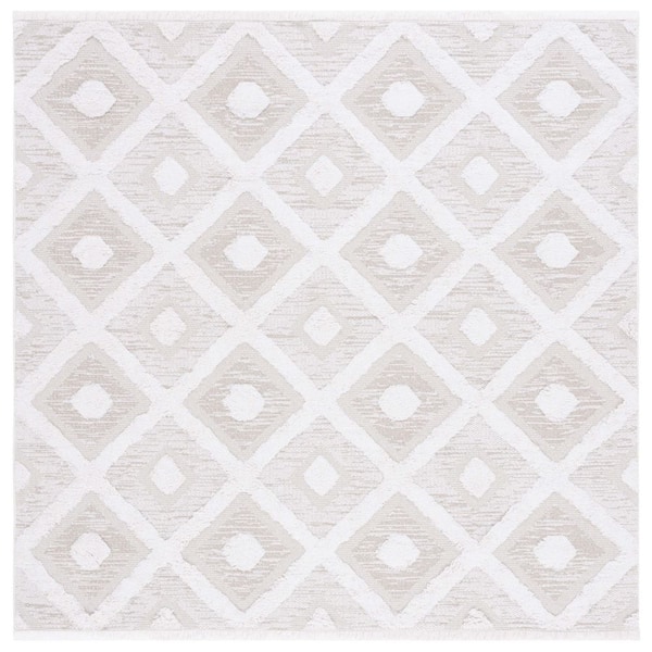 SAFAVIEH Augustine Beige/Ivory 6 ft. x 6 ft. Striped Geometric Square Area Rug