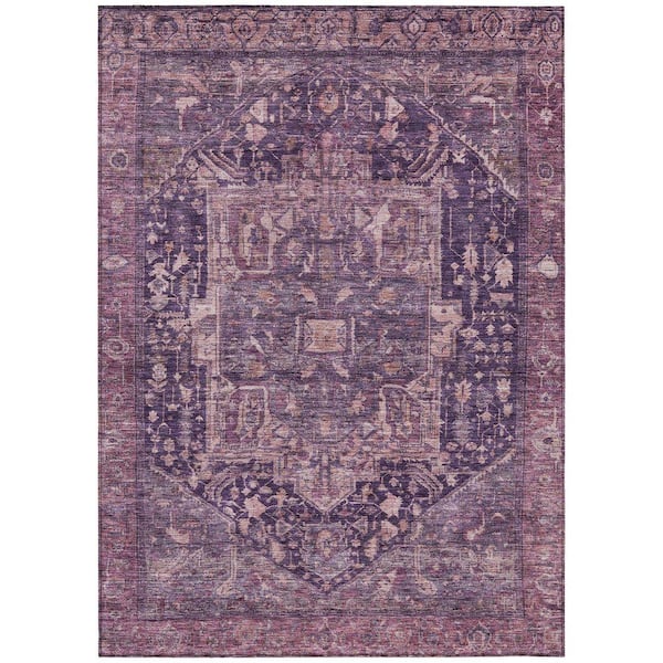 Chantille Machine Washable Indoor/Outdoor Abstract ACN1240 Eggplant 5 ft. x 7 ft. 6 in. Area Rug
