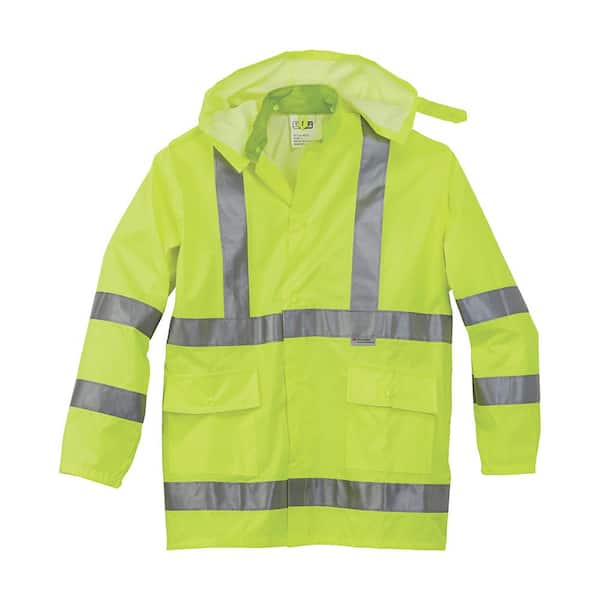  DPSAFETY Reflective Rain jackets for men waterproof,3M Hi Vis  Rain Coat With Reflective Strips，High Visibility Class 3 Rain Gear With 2  large pockets，Zipper,Black Bottom Lime，XL : Patio, Lawn & Garden
