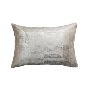 Gold and Sand Printed Polyester 20 in. x 14 in. Lumbar Throw Pillow