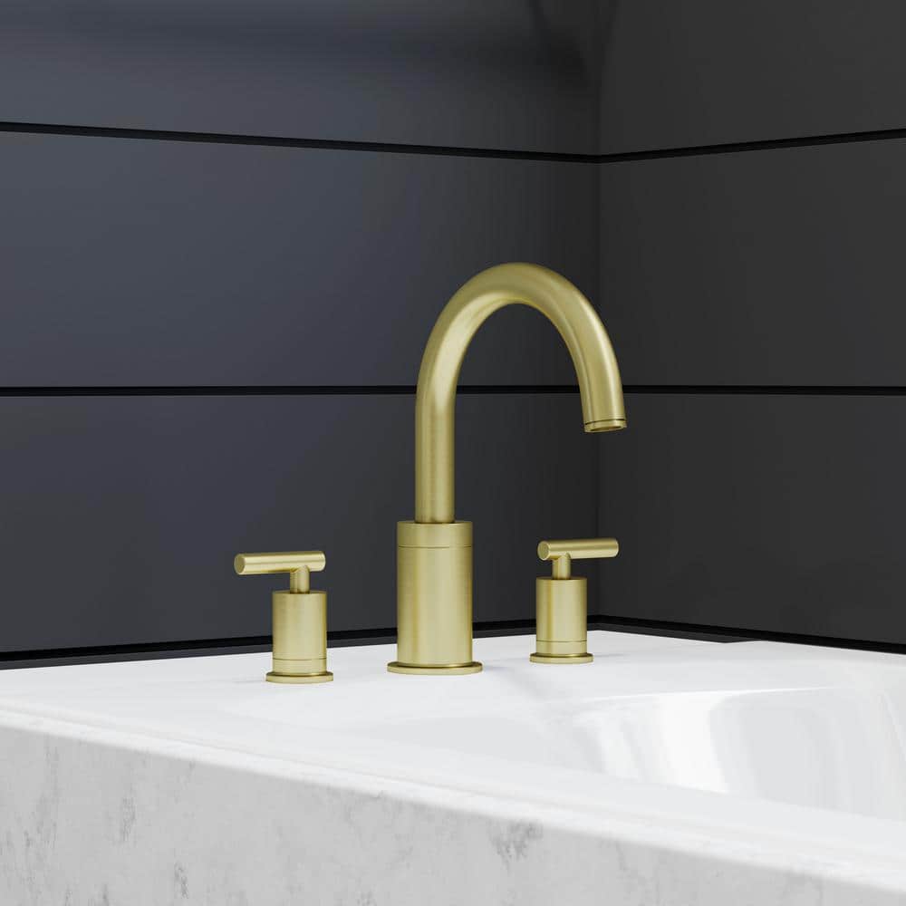 Brushed Gold Contemporary Double Handle Roman Tub Faucet