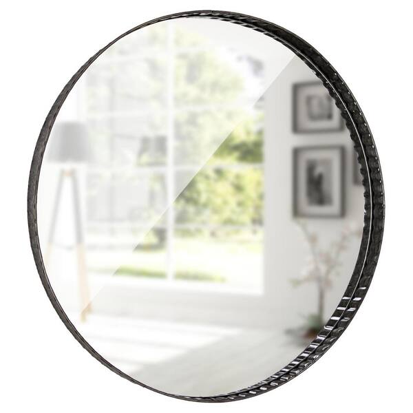American Art Decor Medium Round Grey Mirror (21.75 in. H x 21.75 in. W)