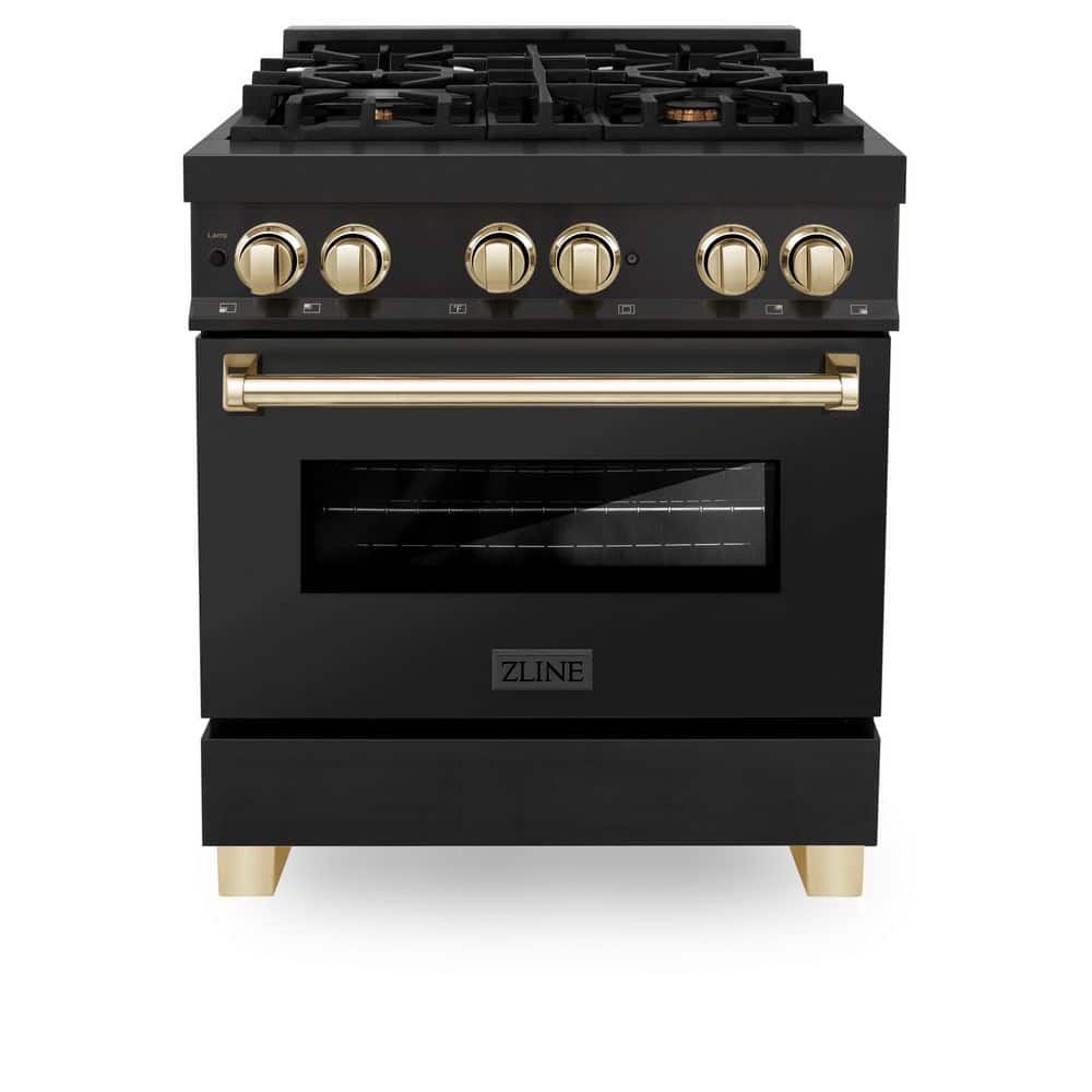 Autograph Edition 30 in. 4 Burner Dual Fuel Range in Black Stainless Steel and Polished Gold price history on PriceWatchPro
