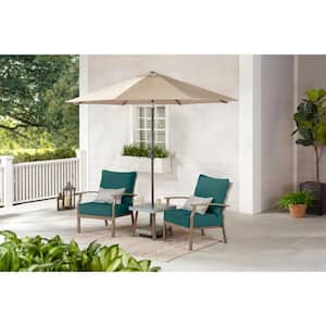 Beachside 3-Piece Rope Look Wicker Outdoor Patio Bistro Set with CushionGuard Malachite Green Cushions