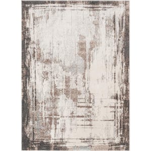 Lisbon Francis Ivory 5 ft. 3 in. x 7 ft. 3 in. Abstract Brushstroke Vintage Area Rug
