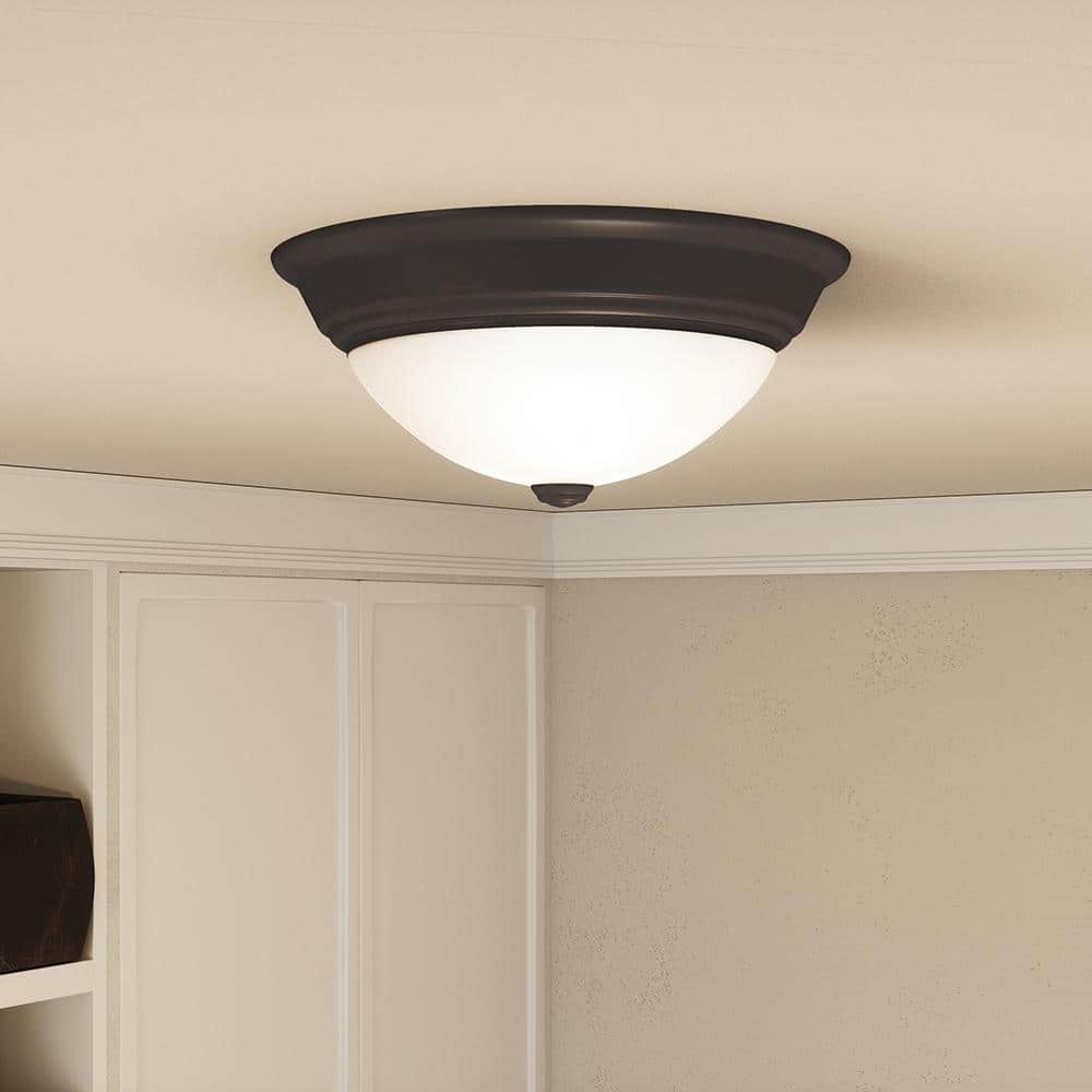 Erwin 13'' Bronze and Glass Flush Mount Ceiling Light