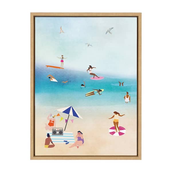 Kate and Laurel Sylvie Beach II by Nikki Chu Framed Canvas Coastal Art Print 18 in. x 24 in.